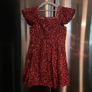 Girls Maroon/Gold Lined dress - size 6/6x